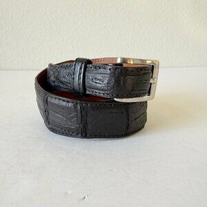 Rod Patrick Boots Mens Western Belt 1.5 in Taper Genuine Black Caiman Leather 34